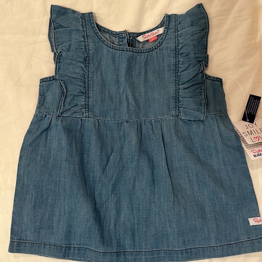 NWT RuffleButts light denim top - size 5
